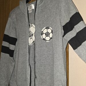 C J Banks Gray and Black Soccer Knit Cardigan